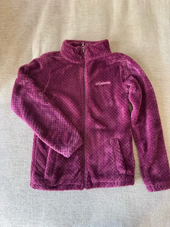 Columbia Kids Fleece Jacket Youth Medium 10-12 Pink Full Zip Sherpa Cozy Soft - Picture 2 of 9